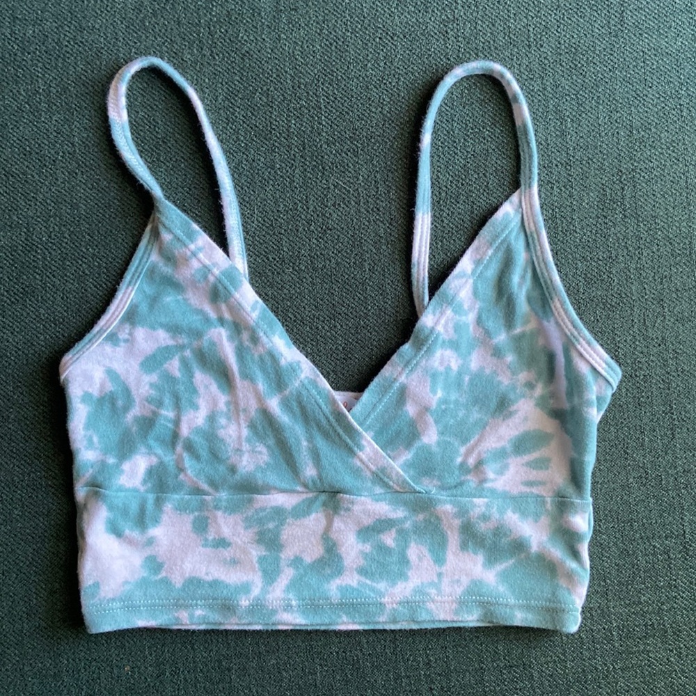 Colsie blue and white tie dyed crop top bralette